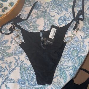 Boohoo Black Bikini with Gold Accents